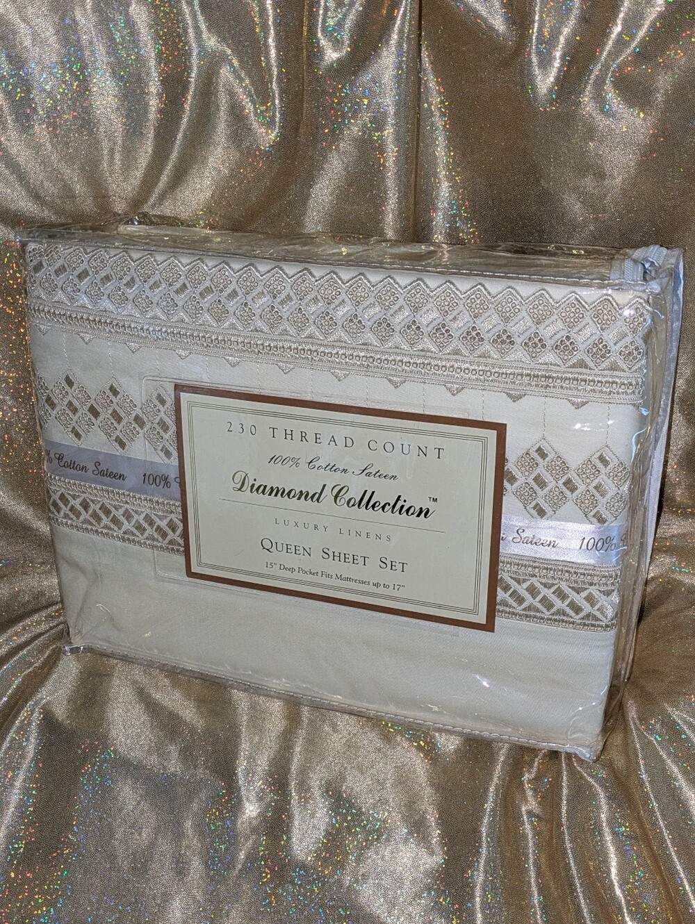 Queen Sheet Set 230-Thread Count Cream/Gold